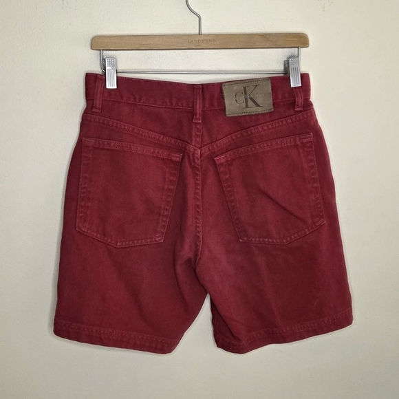 Vintage Calvin Klein | Red High Rise 6.5" Inseam Denim Shorts Vtg Size 8 - Picture 6 of 7